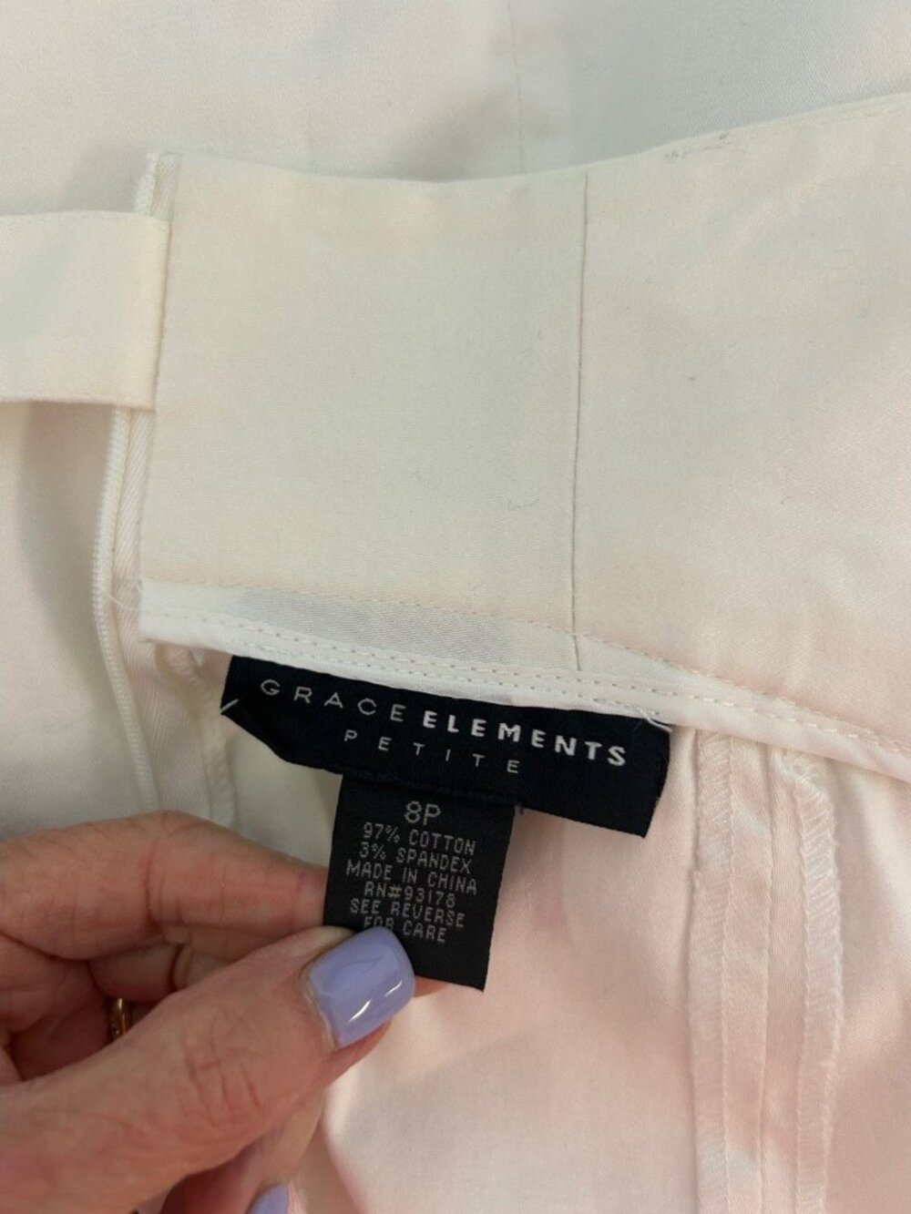 Grace Elements White Pencil Skirt Stretch Cotton Size 8 Petite - Picture 2 of 6